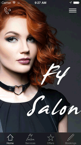mobile app example by force 4 computing ltd, F4 salon